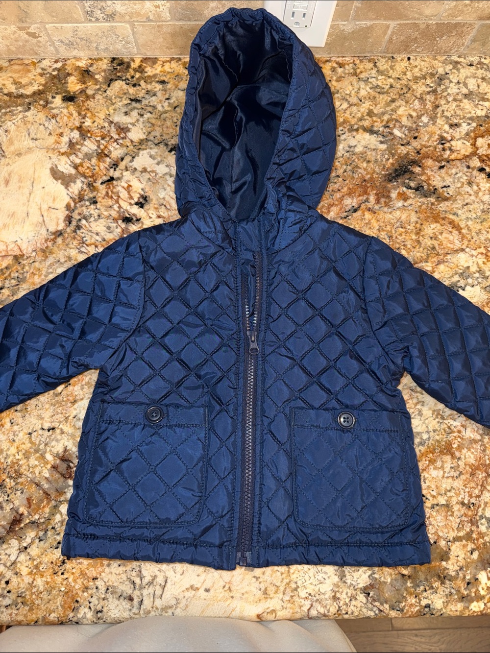 The Children's Place Quilted Hooded Puffer Jacket - Navy